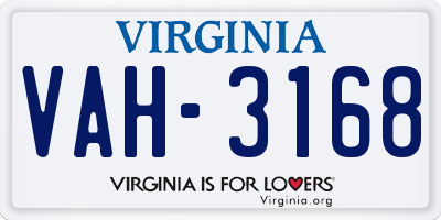 VA license plate VAH3168