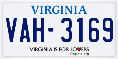 VA license plate VAH3169