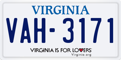 VA license plate VAH3171