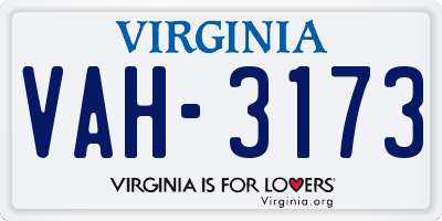 VA license plate VAH3173