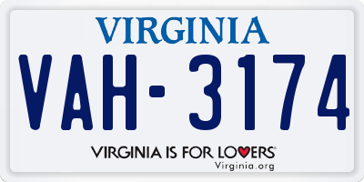 VA license plate VAH3174