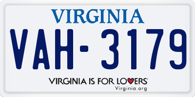 VA license plate VAH3179