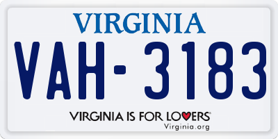 VA license plate VAH3183