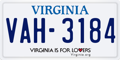 VA license plate VAH3184