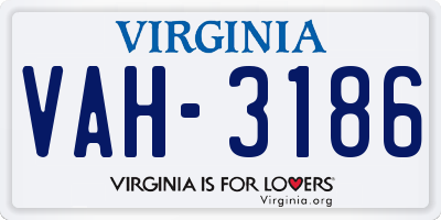 VA license plate VAH3186