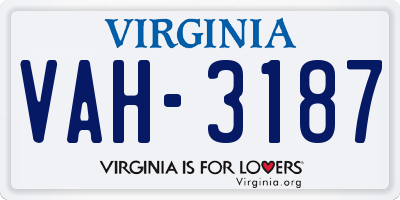 VA license plate VAH3187