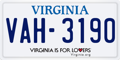 VA license plate VAH3190