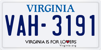 VA license plate VAH3191