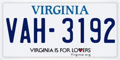 VA license plate VAH3192