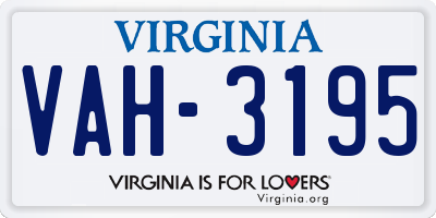 VA license plate VAH3195