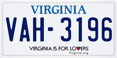 VA license plate VAH3196