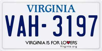 VA license plate VAH3197