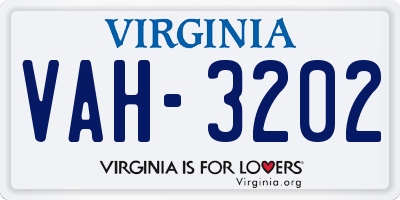 VA license plate VAH3202