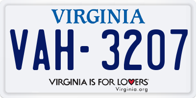 VA license plate VAH3207