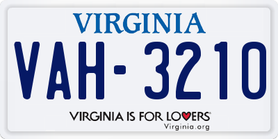 VA license plate VAH3210