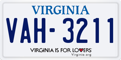 VA license plate VAH3211