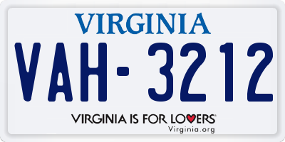 VA license plate VAH3212