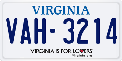 VA license plate VAH3214