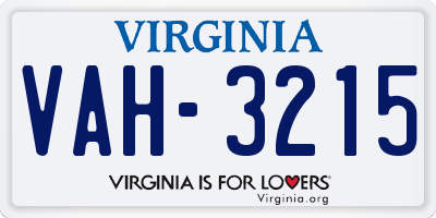 VA license plate VAH3215