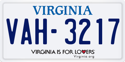 VA license plate VAH3217