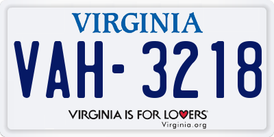 VA license plate VAH3218