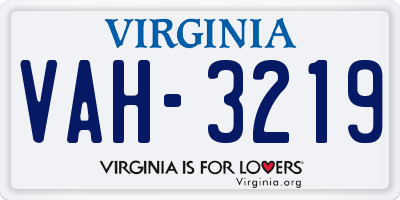 VA license plate VAH3219