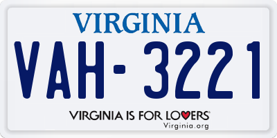 VA license plate VAH3221