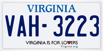 VA license plate VAH3223