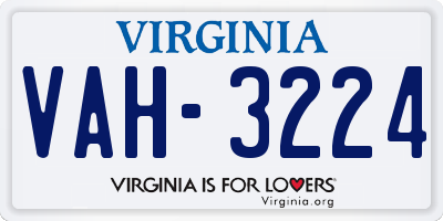 VA license plate VAH3224