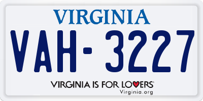 VA license plate VAH3227