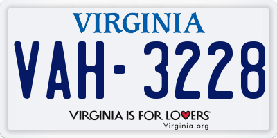 VA license plate VAH3228