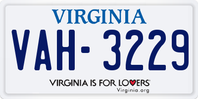 VA license plate VAH3229