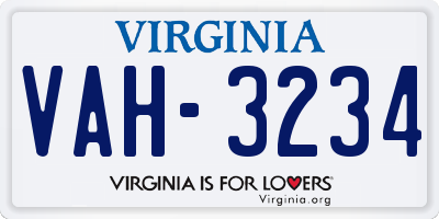 VA license plate VAH3234