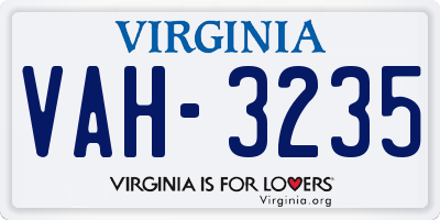 VA license plate VAH3235