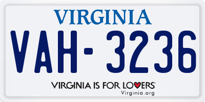 VA license plate VAH3236