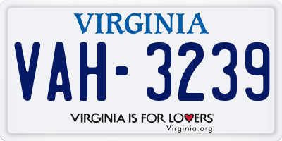 VA license plate VAH3239