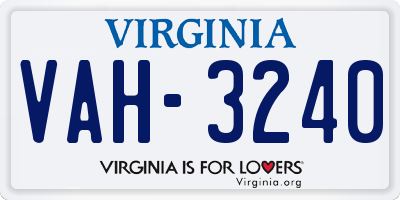 VA license plate VAH3240