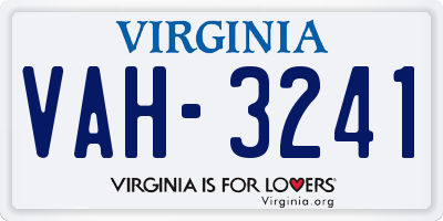 VA license plate VAH3241