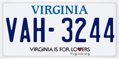 VA license plate VAH3244