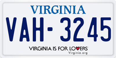 VA license plate VAH3245