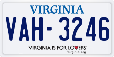 VA license plate VAH3246