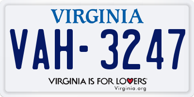 VA license plate VAH3247