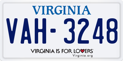 VA license plate VAH3248