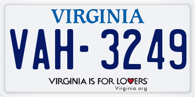 VA license plate VAH3249