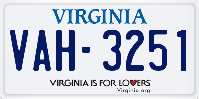 VA license plate VAH3251