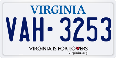 VA license plate VAH3253