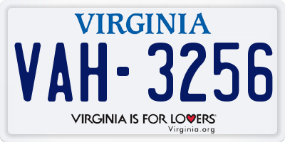 VA license plate VAH3256