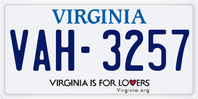 VA license plate VAH3257