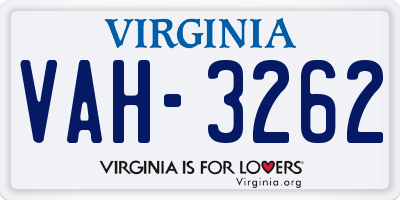 VA license plate VAH3262