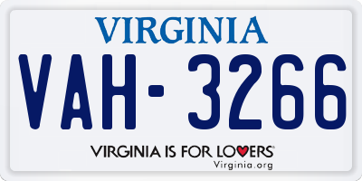 VA license plate VAH3266